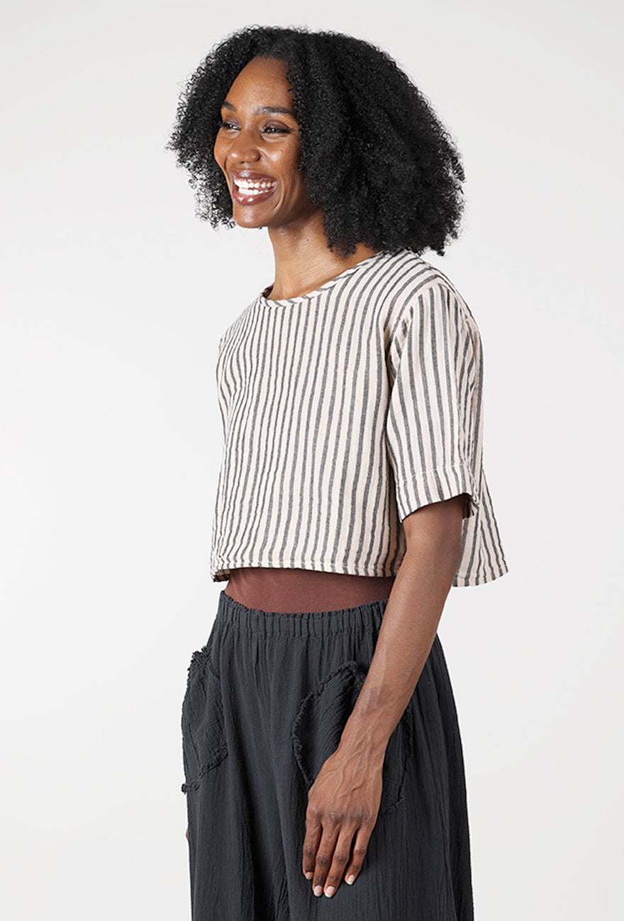 Noa Crop Top, Oat Stripe