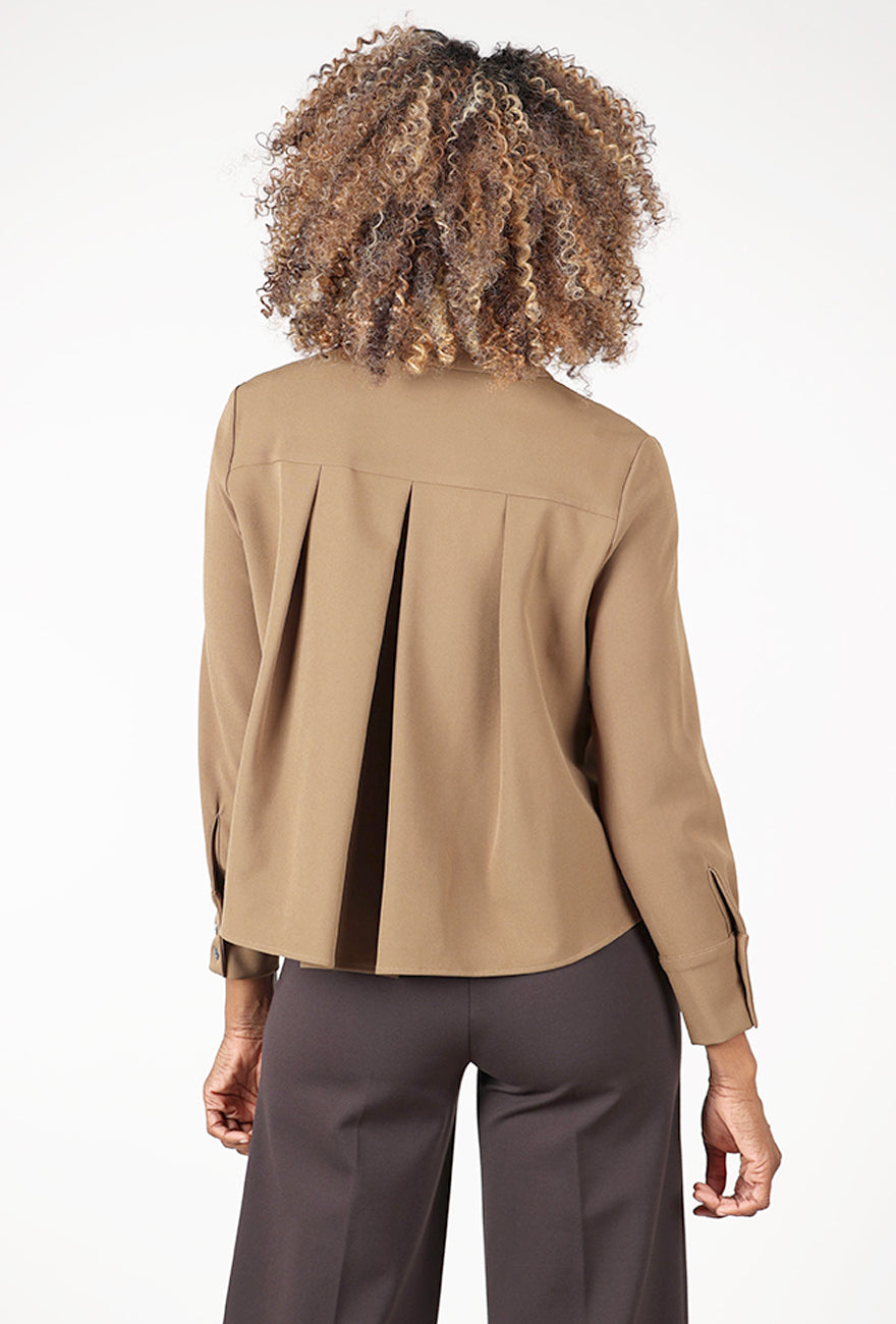Shorter Pleat Back Blouse, Tobacco