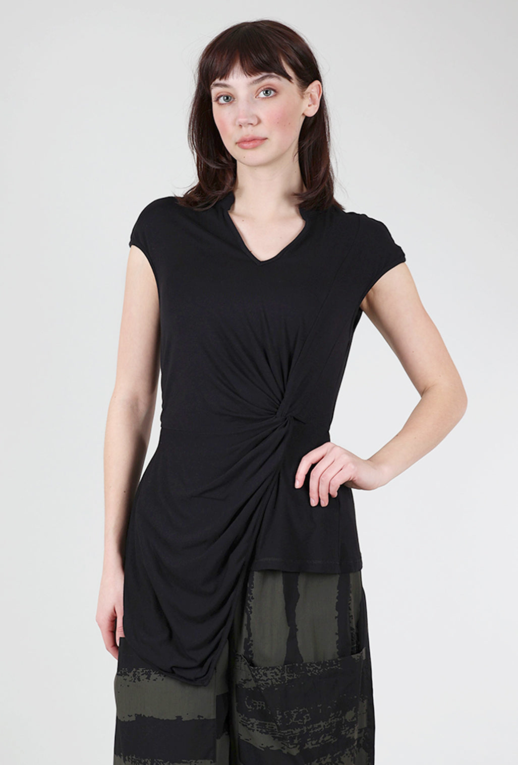 Patrizia Luca Twist-Detail Jersey Top, Black 