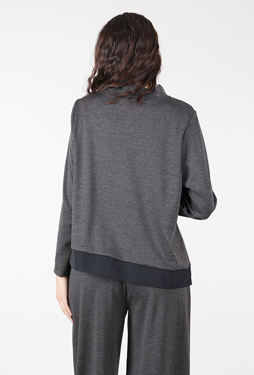 Knit Step Hem Pullover, Gray Angle 3