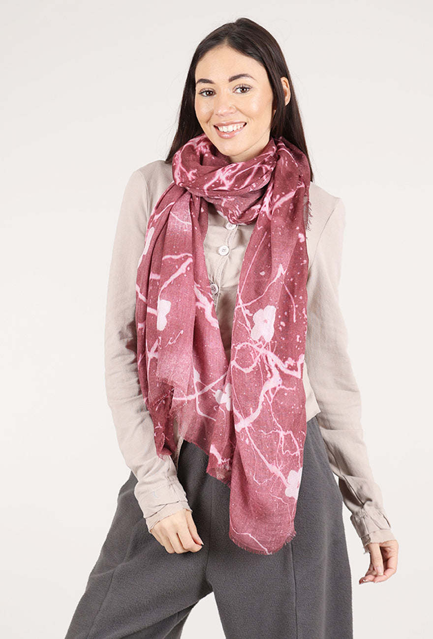 Blue Pacific Floral Fade Scarf, Crimson 