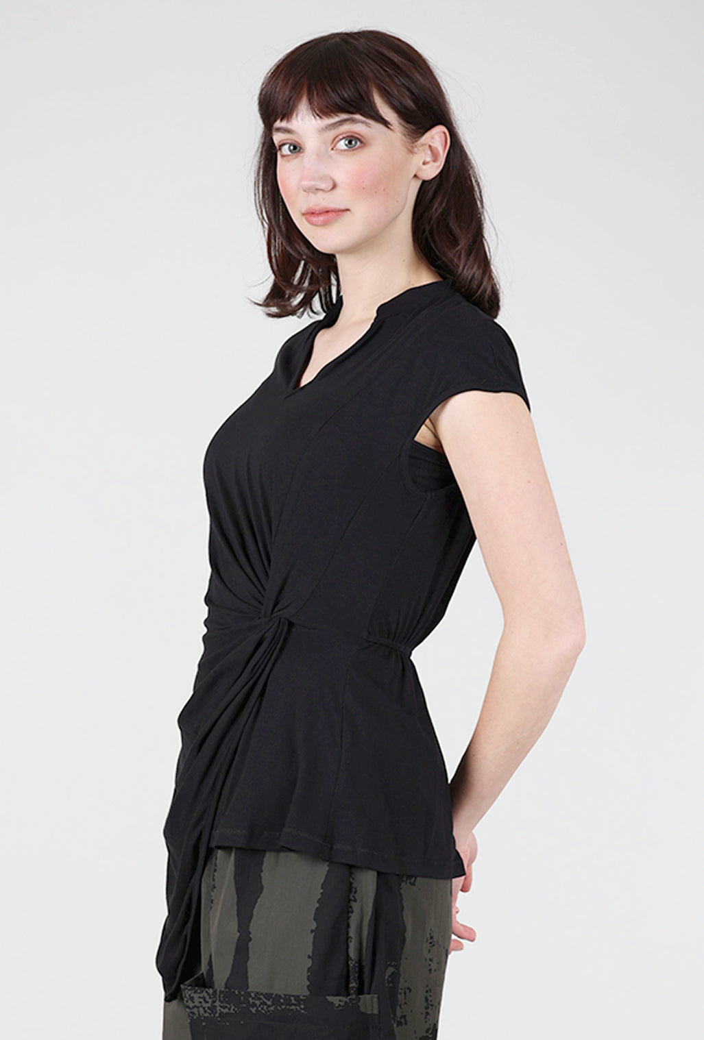 Patrizia Luca Twist-Detail Jersey Top, Black 