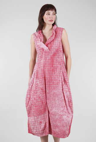 Rundholz Sig Stretch Pleat-Neck Dress, Chili Print 