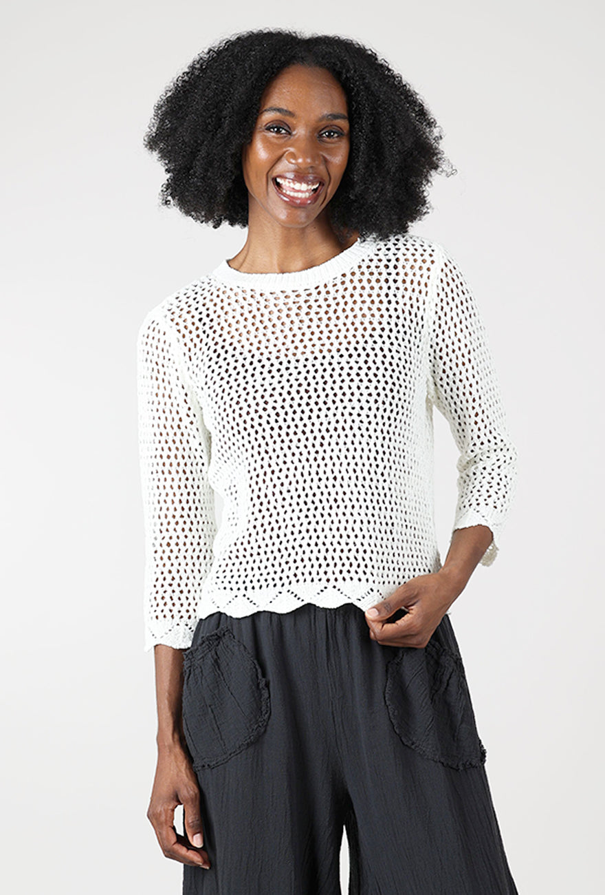 Crochet Summer Sweater, Off White
