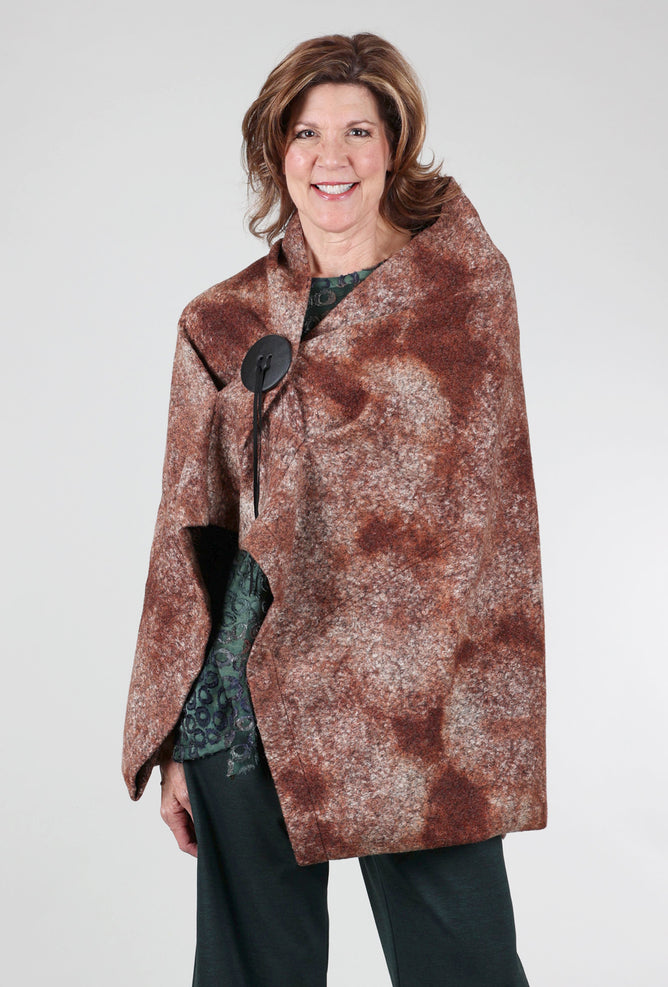 Moyuru Marled Button Cape, Rust One Size Rust