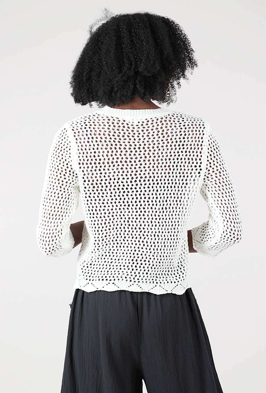 Crochet Summer Sweater, Off White