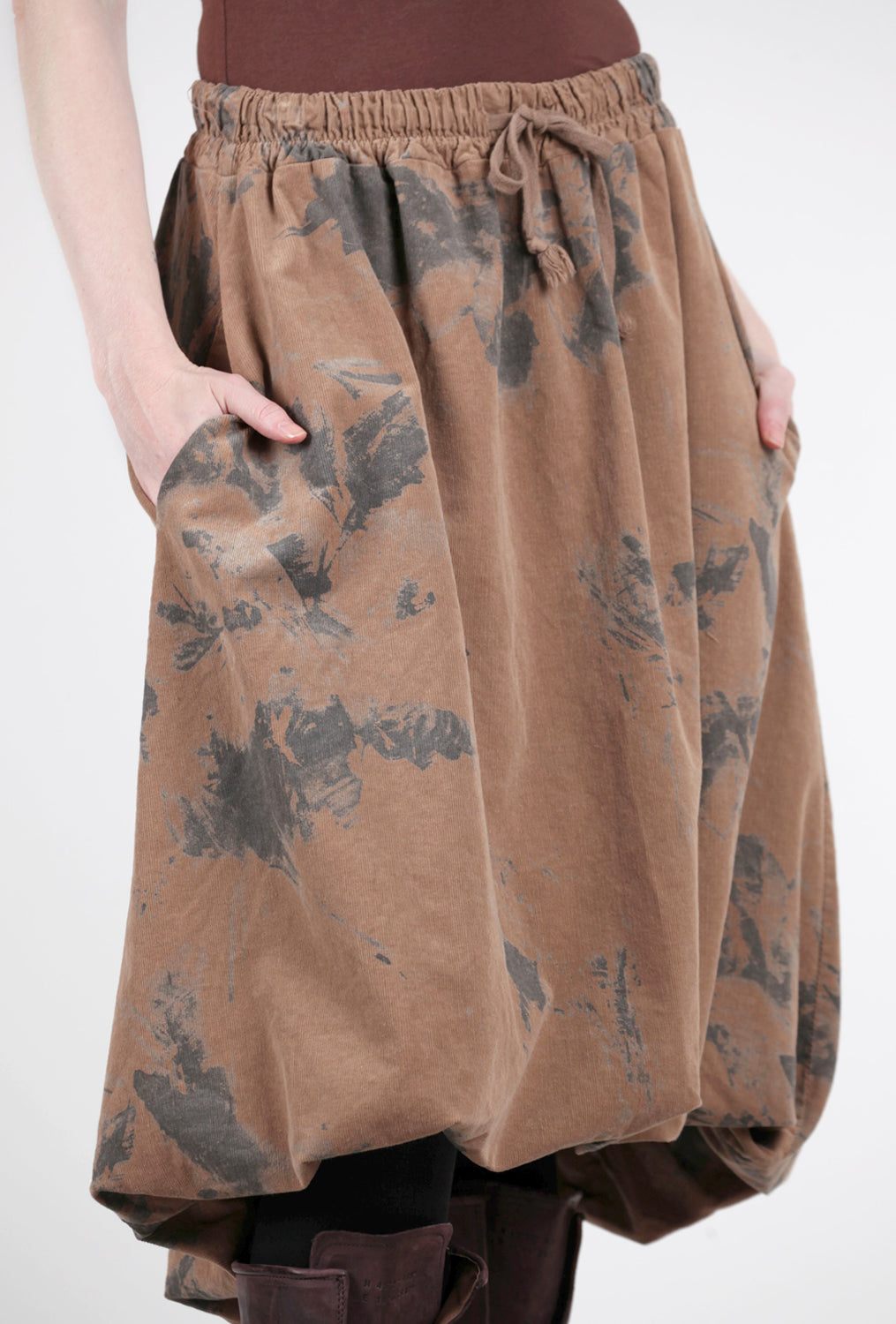Lands Down Under Cord Marble Bubble Skirt, Cappuccino 
