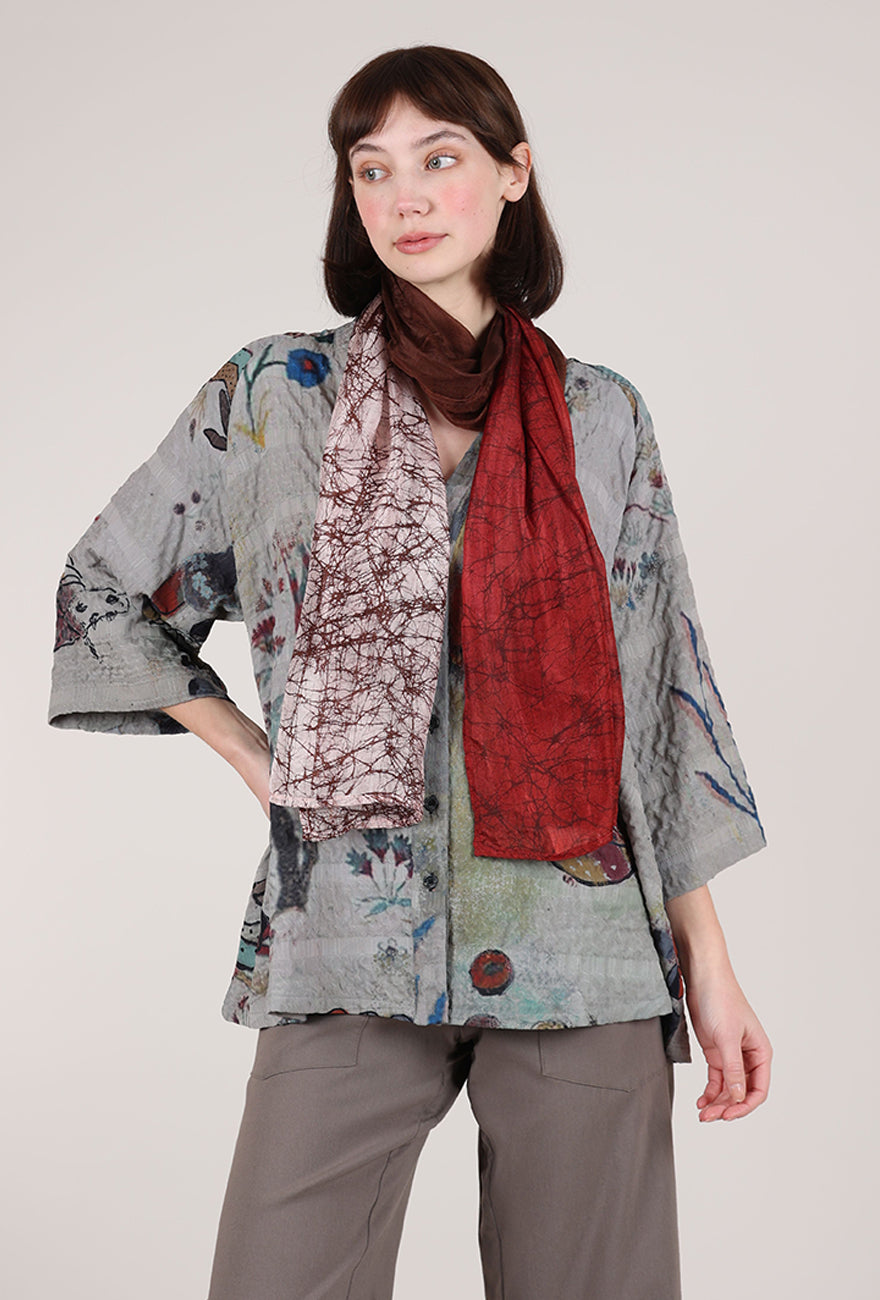Dupatta Designs Silk Mystique Batik Scarf, Maroon/Brown 