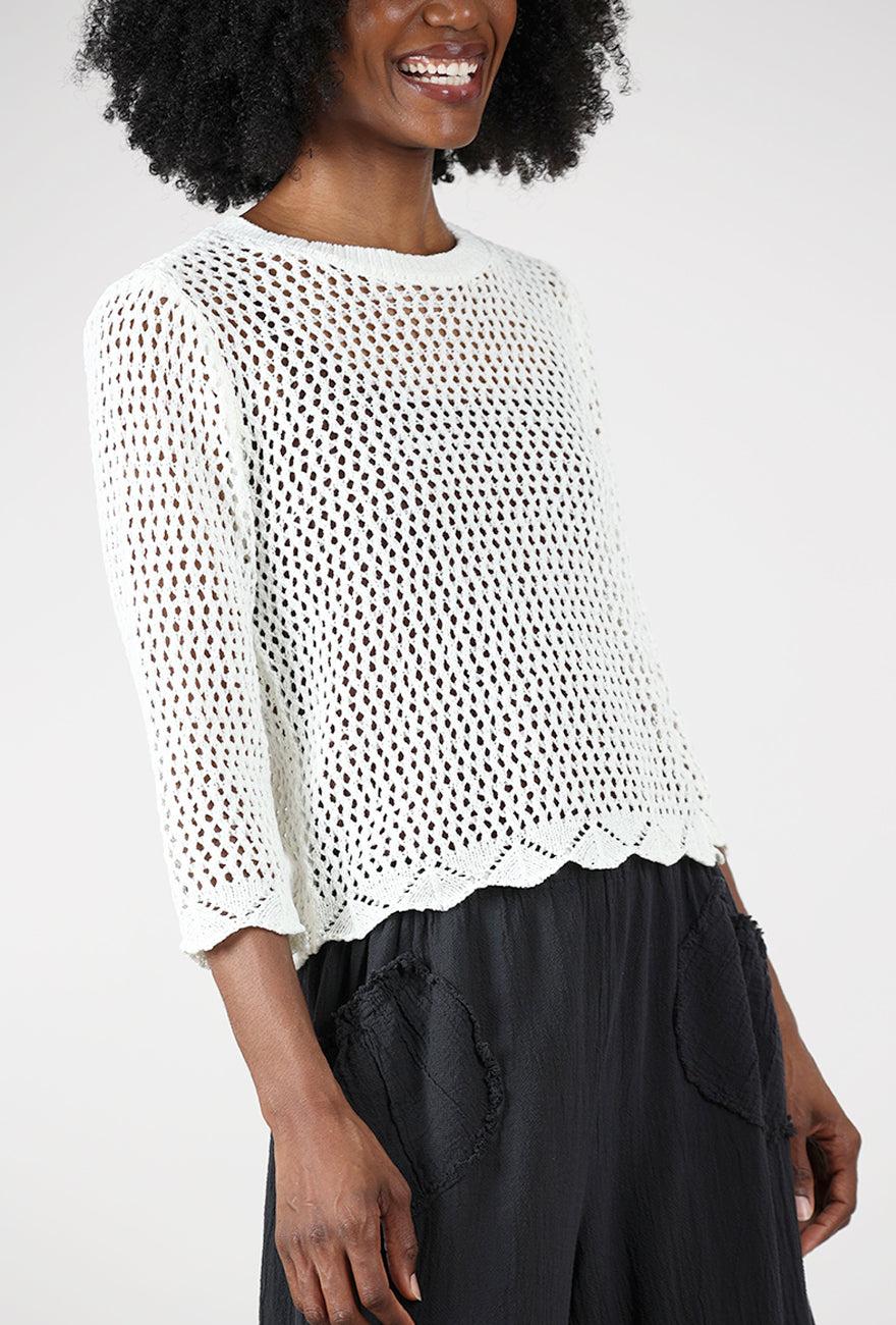 Crochet Summer Sweater, Off White