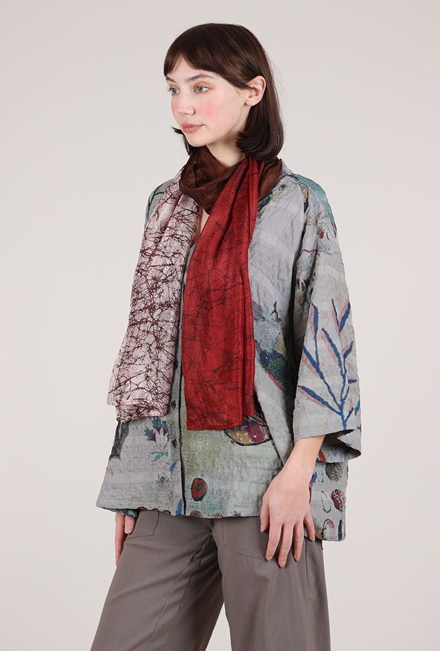 Dupatta Designs Silk Mystique Batik Scarf, Maroon/Brown 