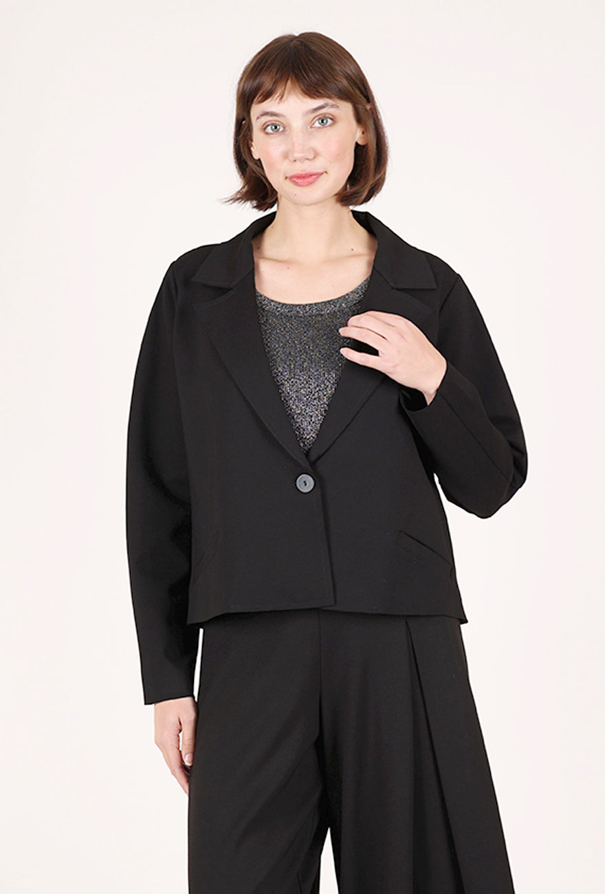 Planet Cropped Ponte Blazer, Black 