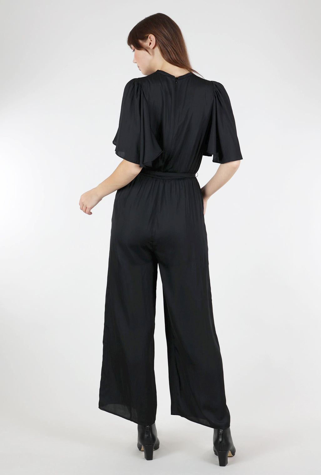 Grade & Gather Flutter-Sleeve Jumpsuit, Black 