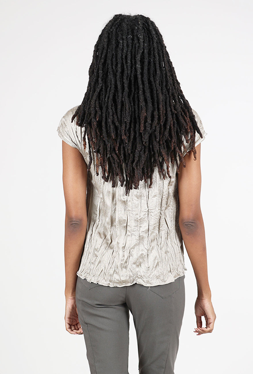 Grade & Gather Pleated Crinkle Sateen Top, Fawn 