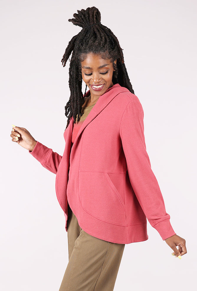 Escape by Habitat Butter Rib Knit Comfort Cardie, Garnet 