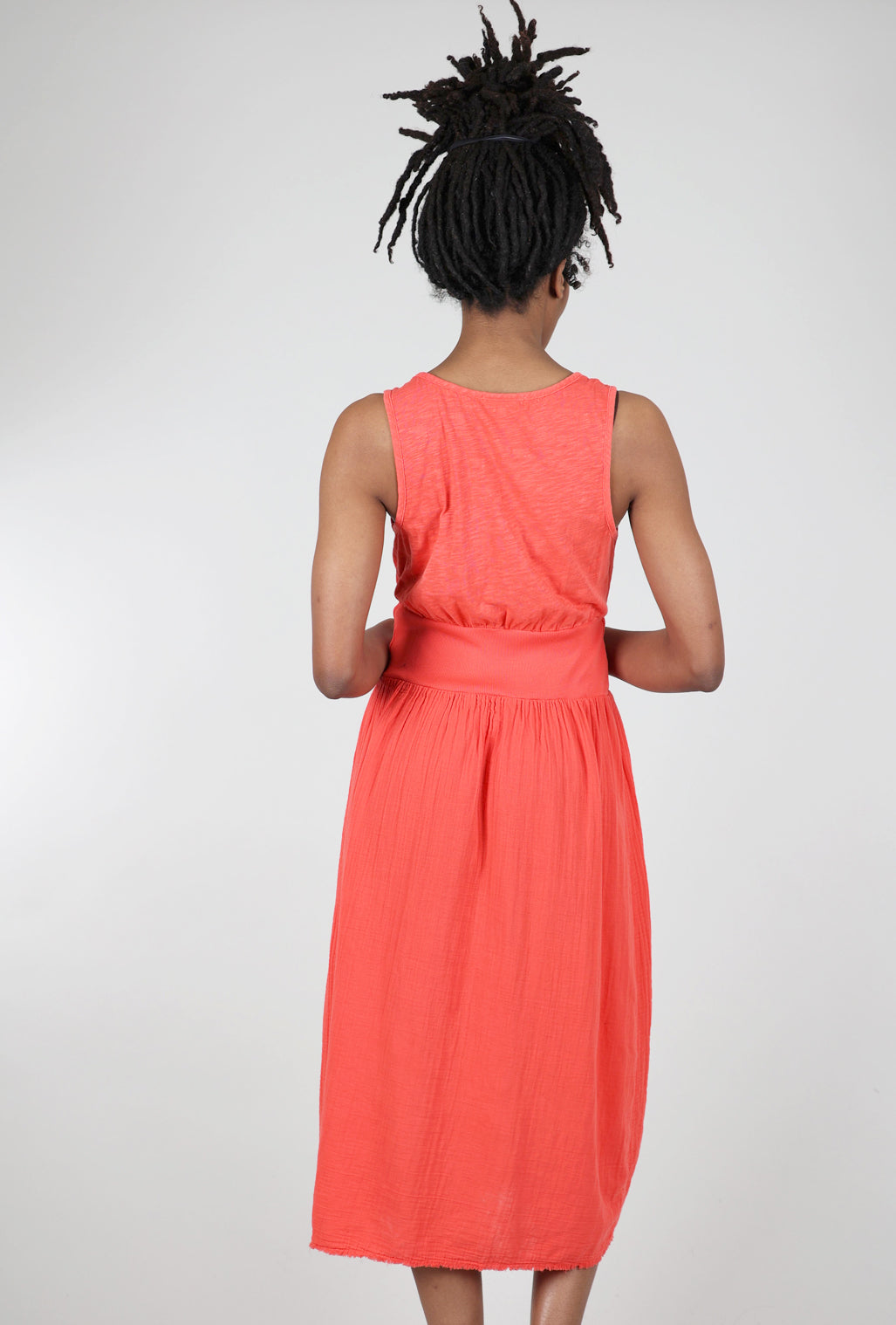 Mododoc Mixed-Media Midi Tank Dress, Tangerine 