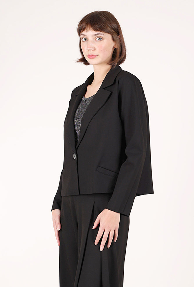 Planet Cropped Ponte Blazer, Black 
