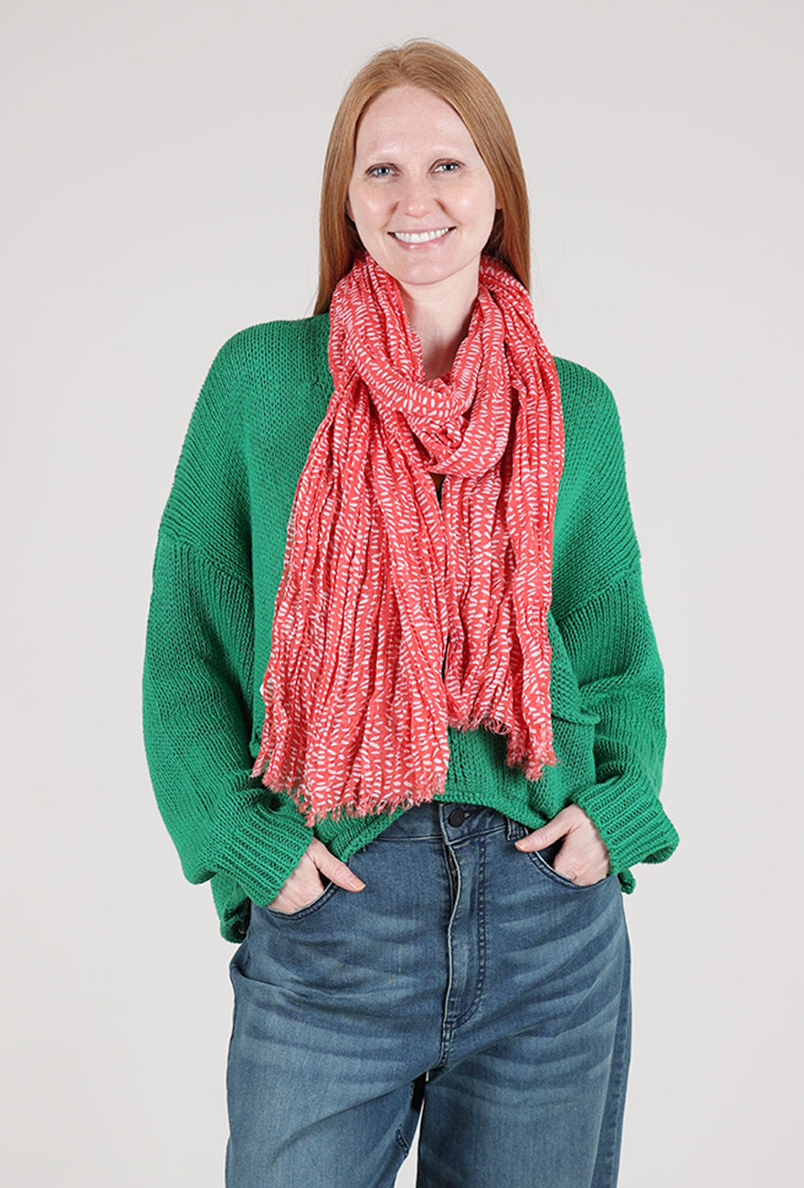 See Design Stitch Print Cotton Scarf, Red 