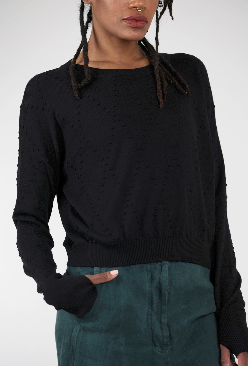 Planet Swiss Dot Sweater, Black One Size Black