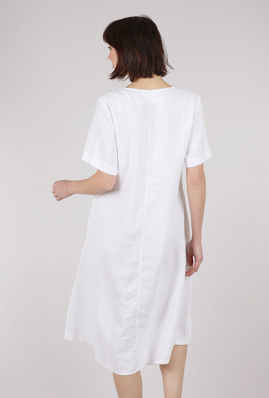 Grizas DJ Mantis Linen Dress, White/Lime 