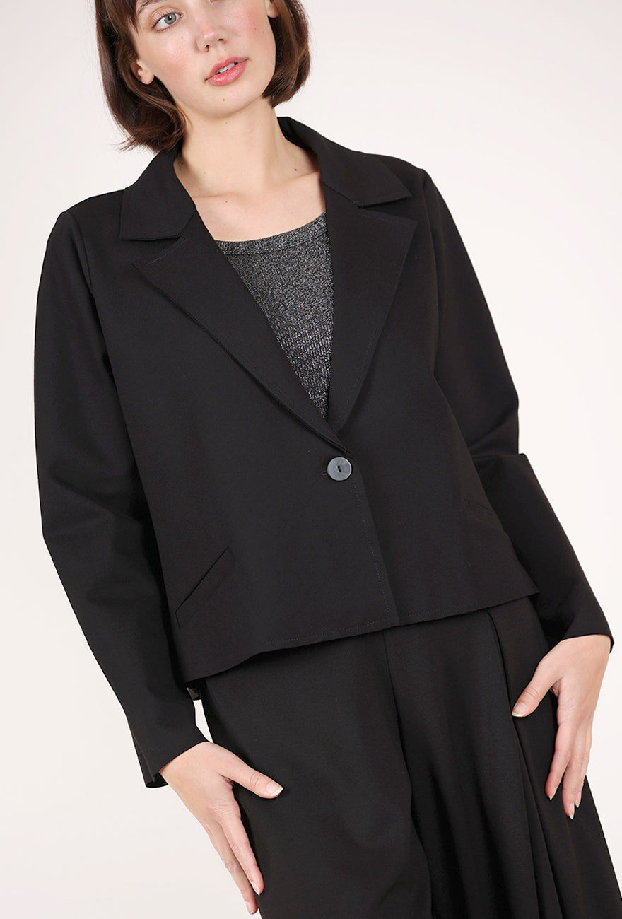 Planet Cropped Ponte Blazer, Black 