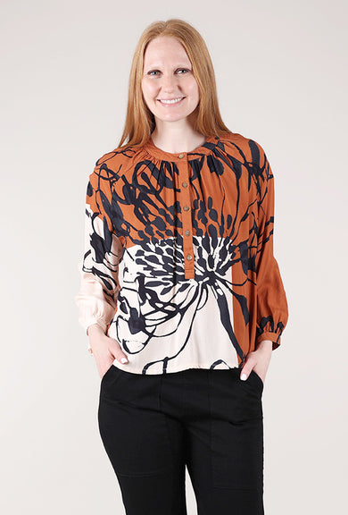 Bel Kazan Opal Top, Rust Lulu Print 