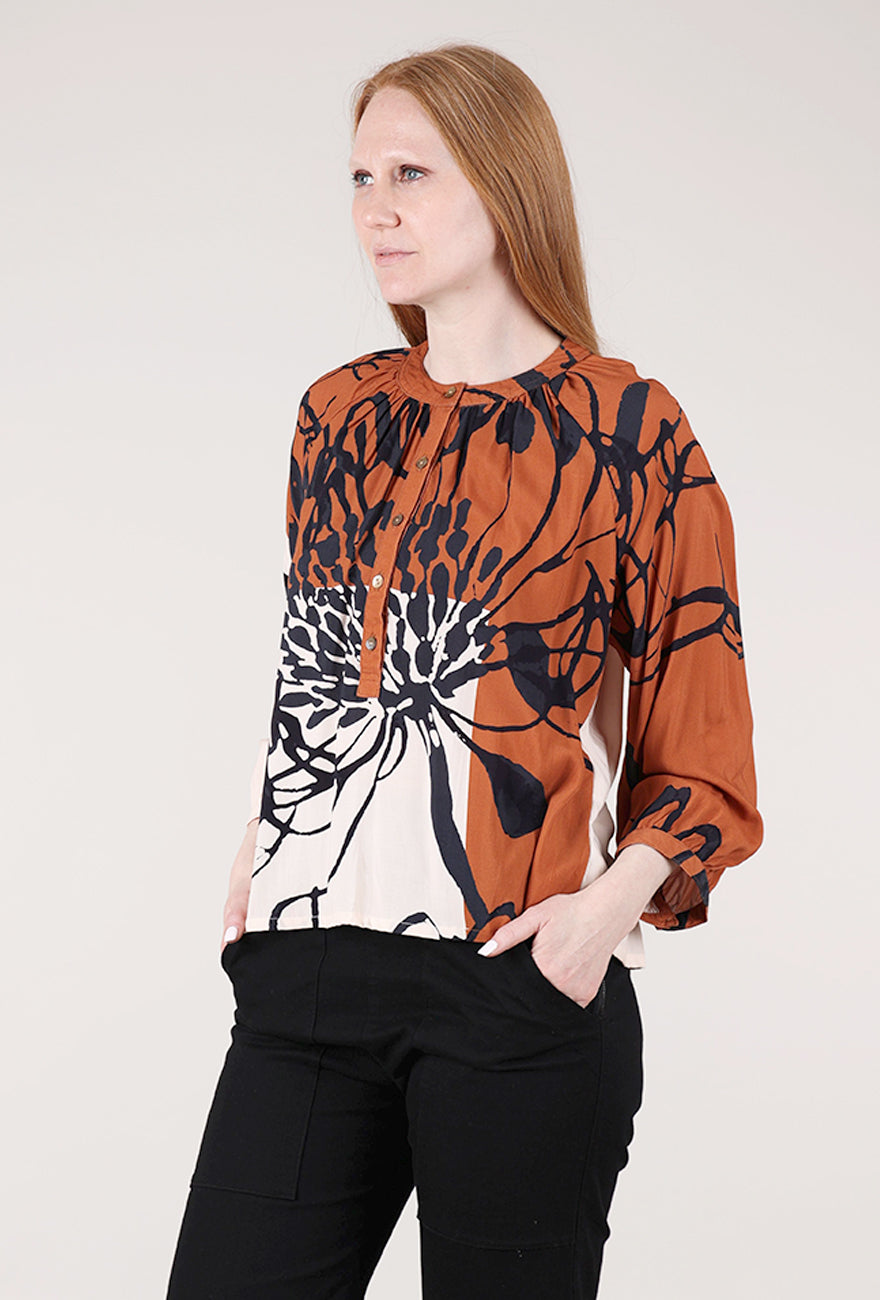 Bel Kazan Opal Top, Rust Lulu Print 