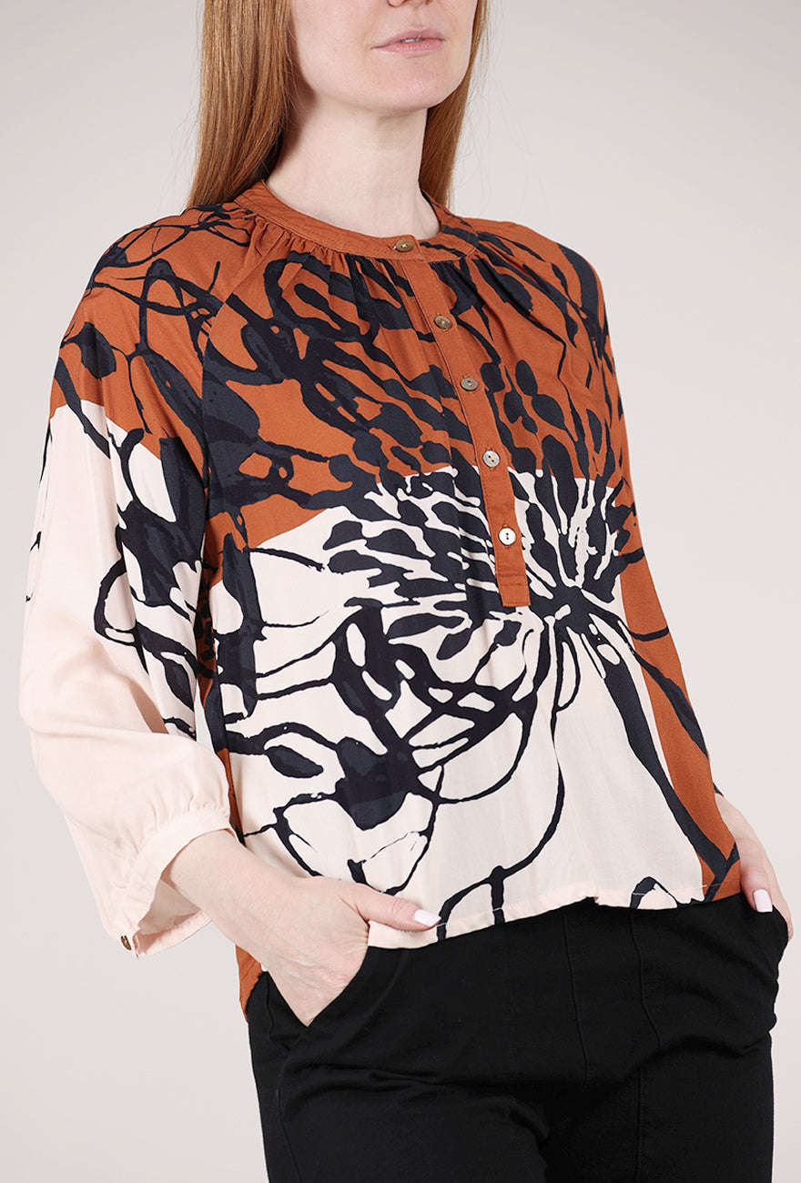 Bel Kazan Opal Top, Rust Lulu Print 