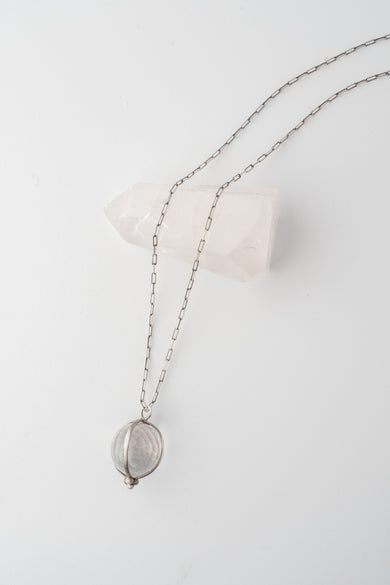 Jane Diaz Clear Quartz Faceted Ball Pendant 