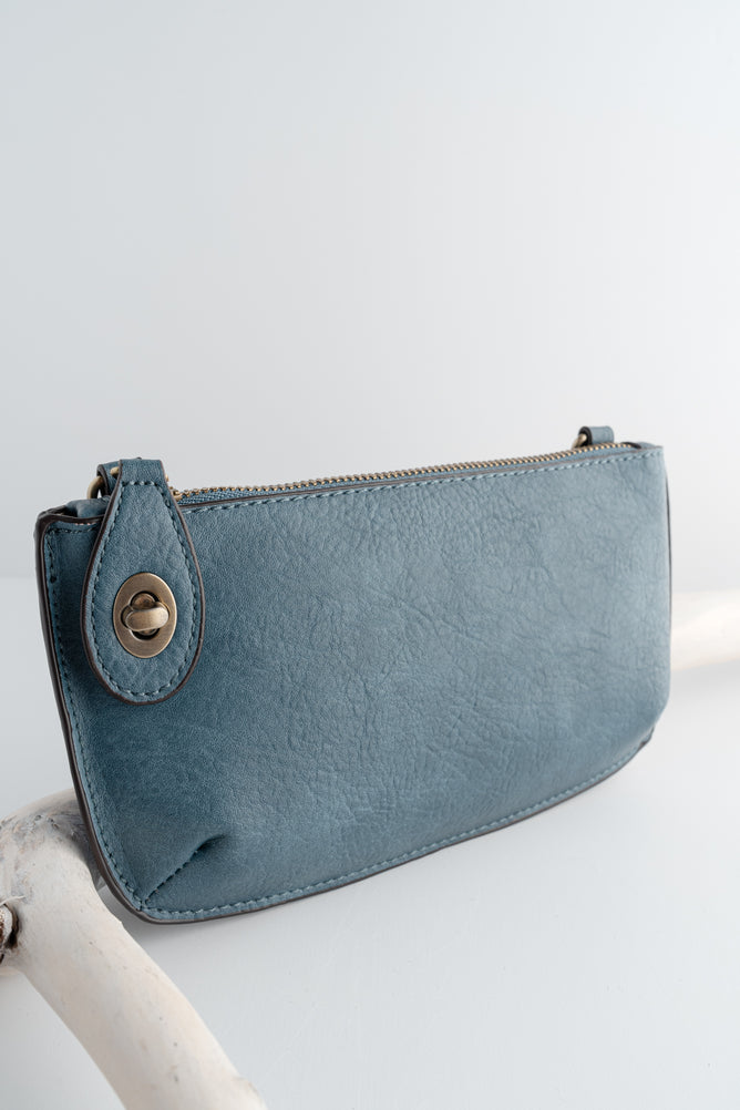 Joy Accessories Mini Crossbody Wristlet, Washed Denim 