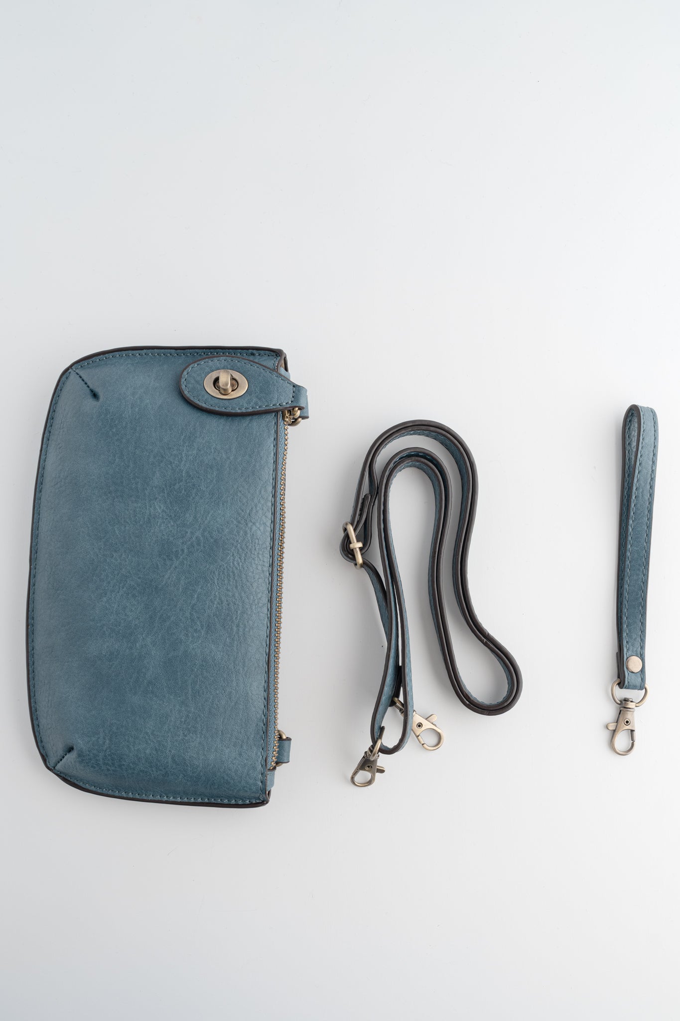 Joy Accessories Mini Crossbody Wristlet, Washed Denim 