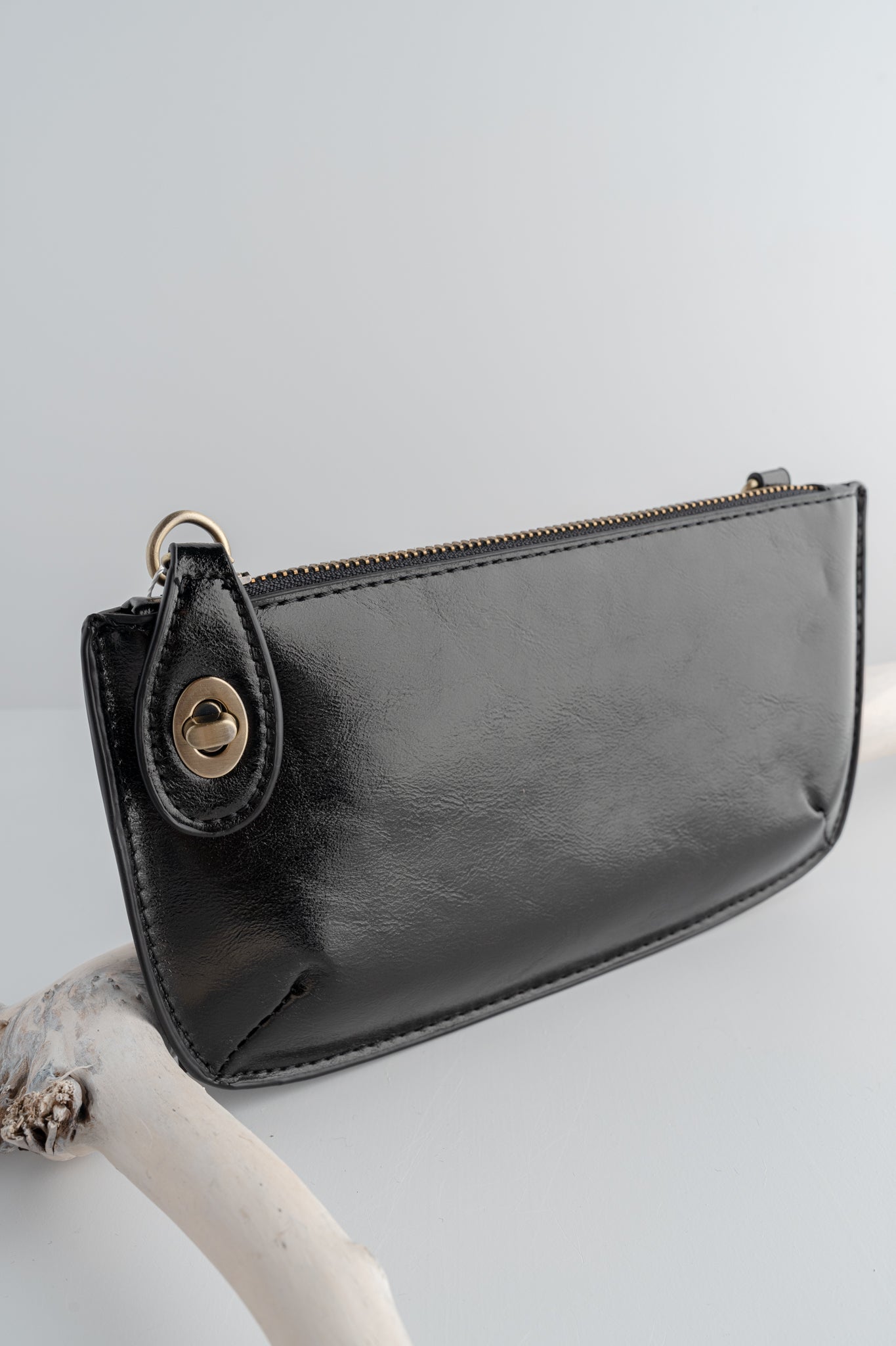 Joy Accessories Mini Crossbody Wristlet, Liquid Metal Black 