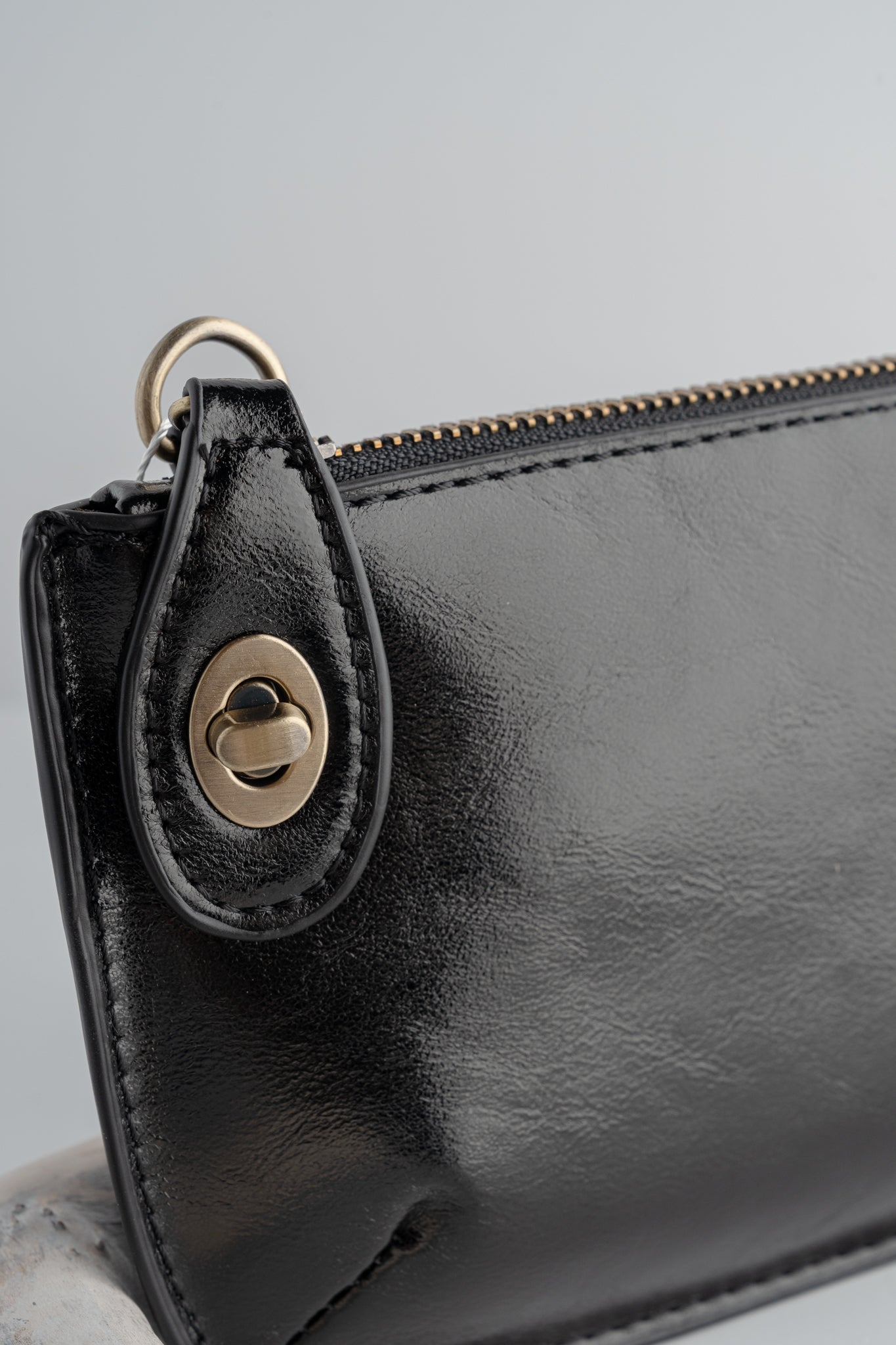 Joy Accessories Mini Crossbody Wristlet, Liquid Metal Black 