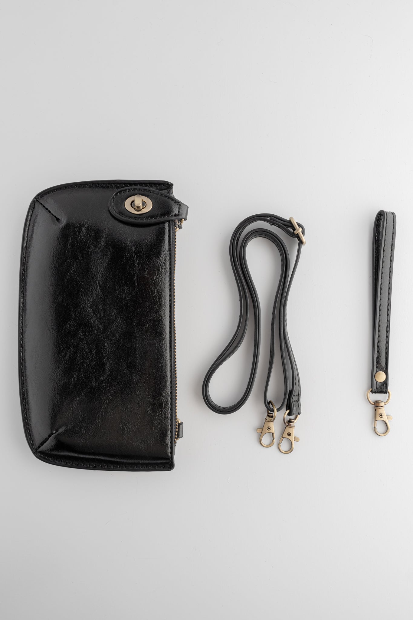 Joy Accessories Mini Crossbody Wristlet, Liquid Metal Black 