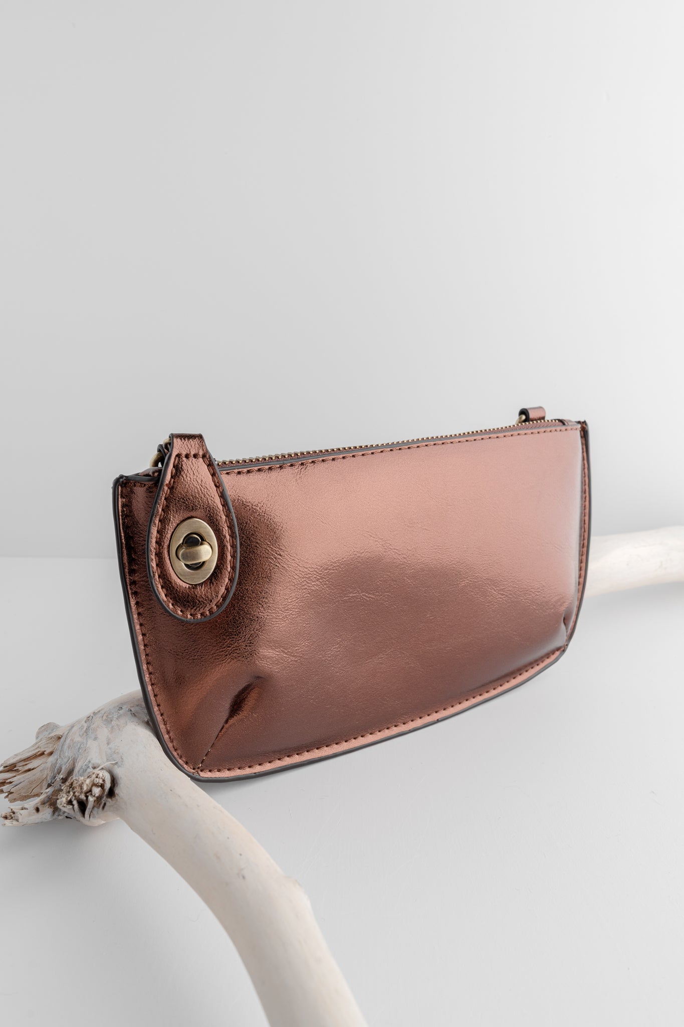 Joy Accessories Mini Crossbody Wristlet, Liquid Metal Copper 