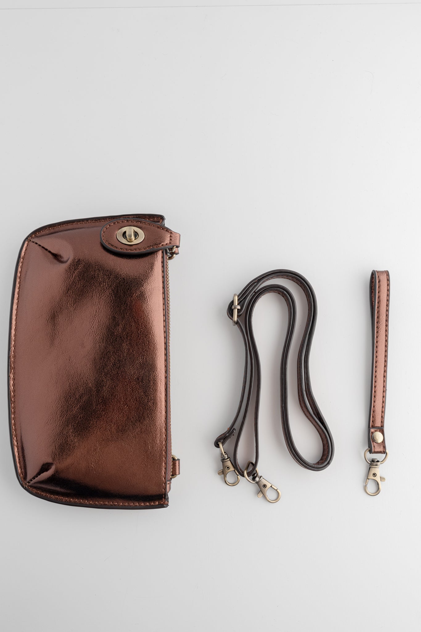 Joy Accessories Mini Crossbody Wristlet, Liquid Metal Copper 
