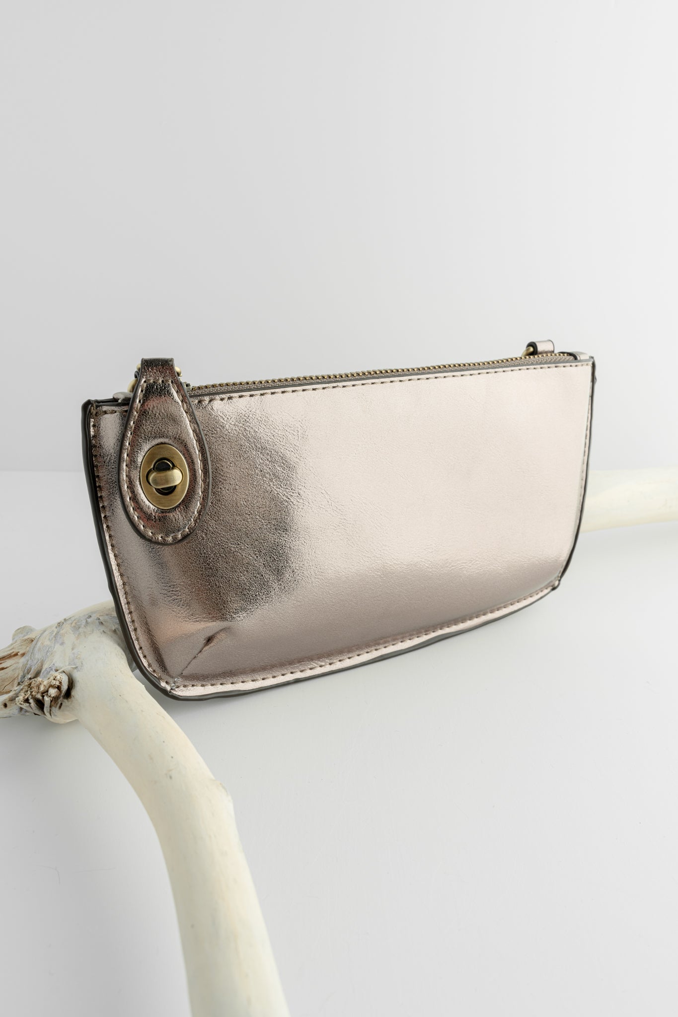 Joy Accessories Mini Crossbody Wristlet, Liquid Metal Chrome 