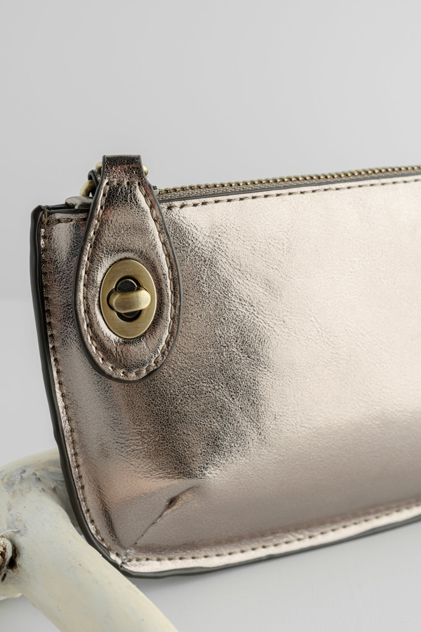 Joy Accessories Mini Crossbody Wristlet, Liquid Metal Chrome 