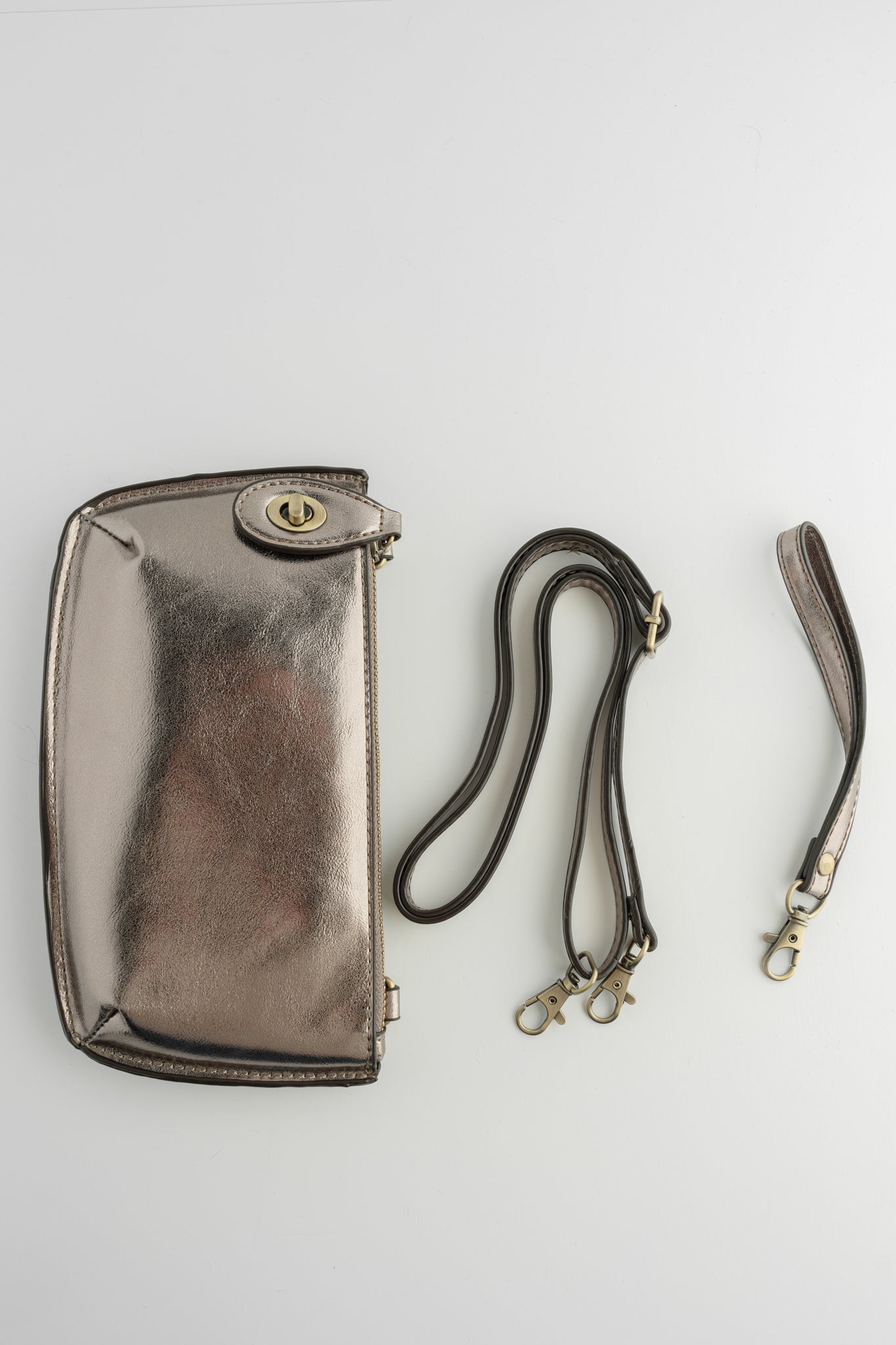 Joy Accessories Mini Crossbody Wristlet, Liquid Metal Chrome 