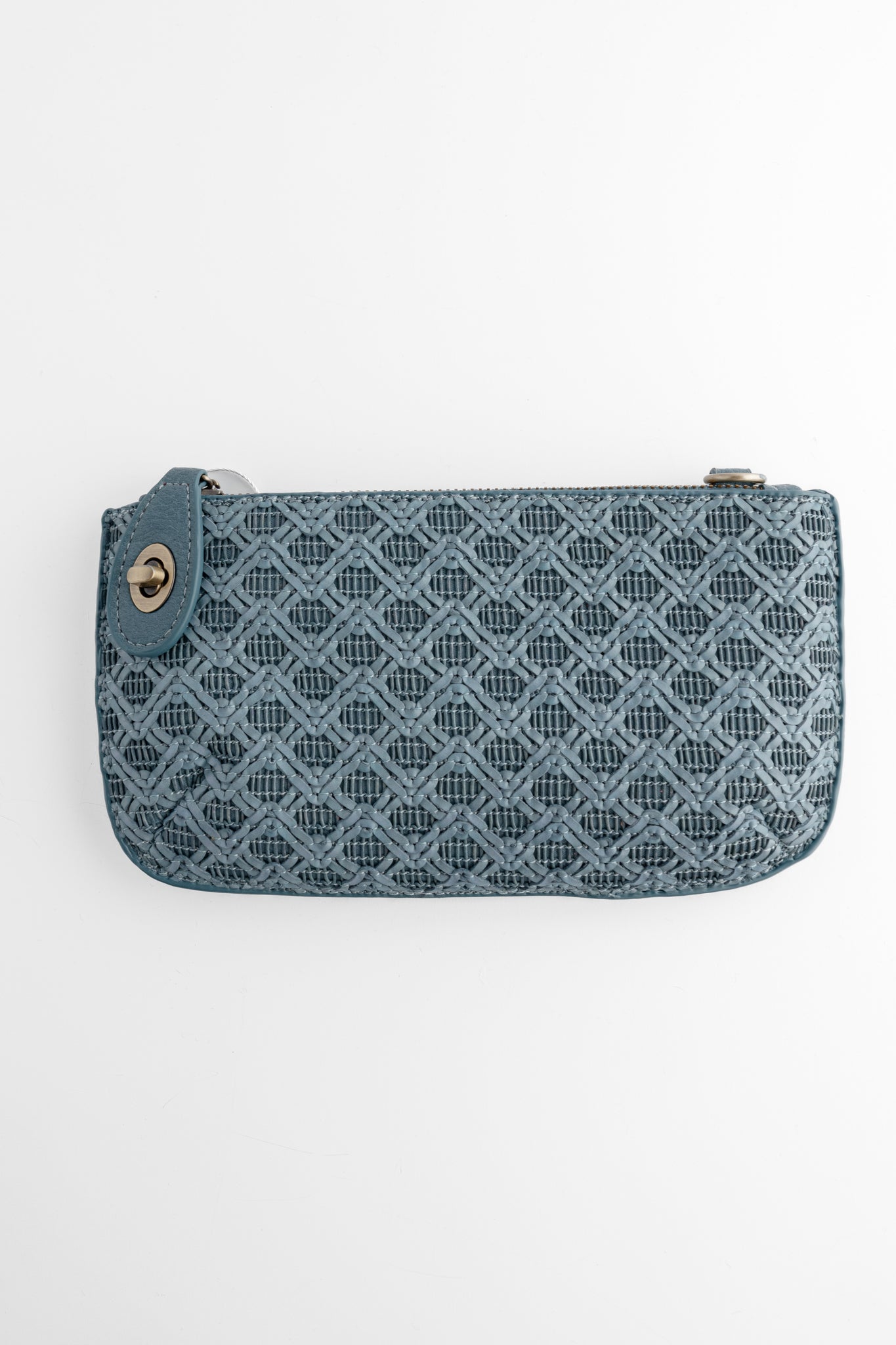 Joy Accessories Mini Crossbody Wristlet, Denim Lattice Woven 