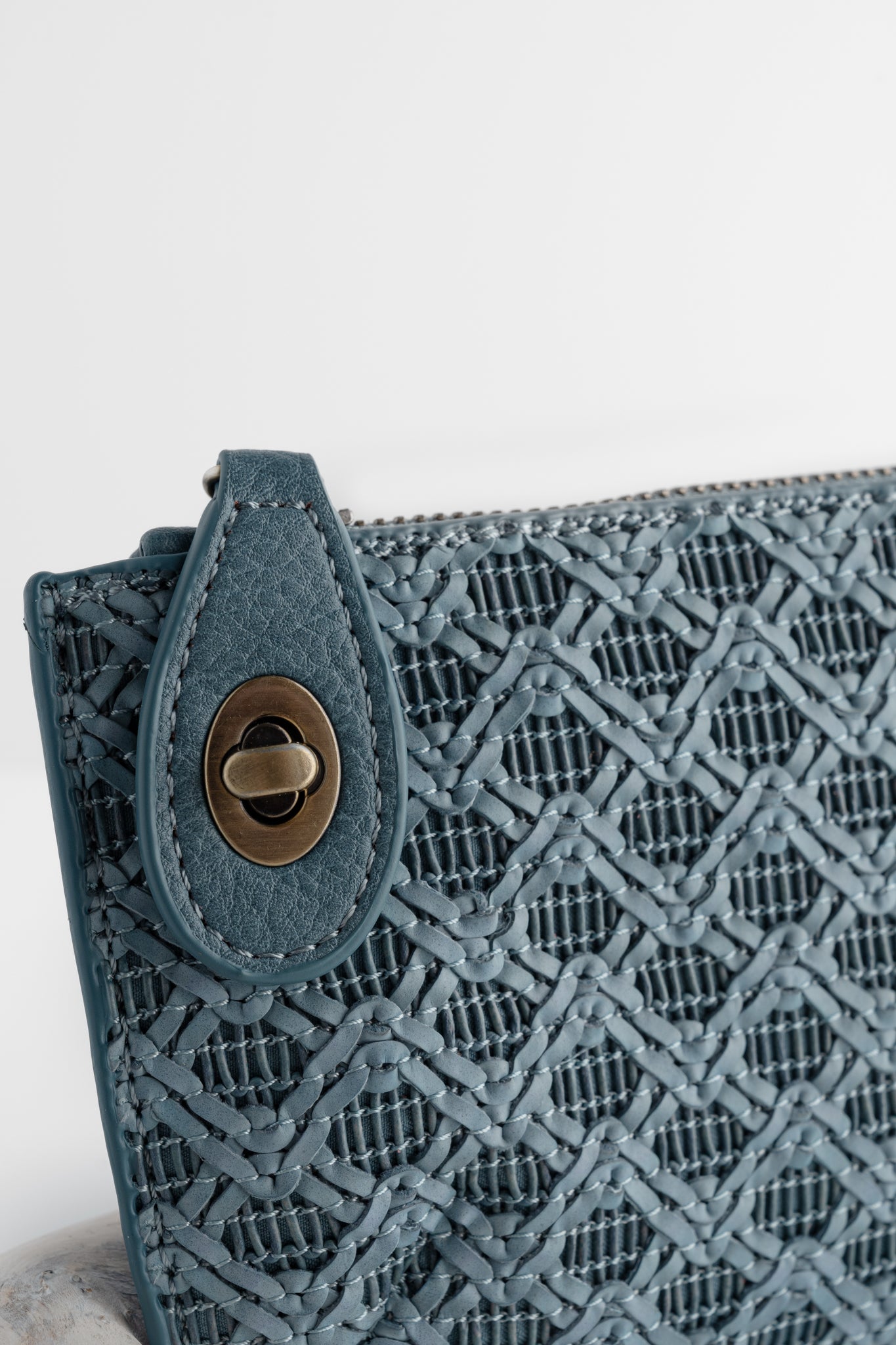 Joy Accessories Mini Crossbody Wristlet, Denim Lattice Woven 