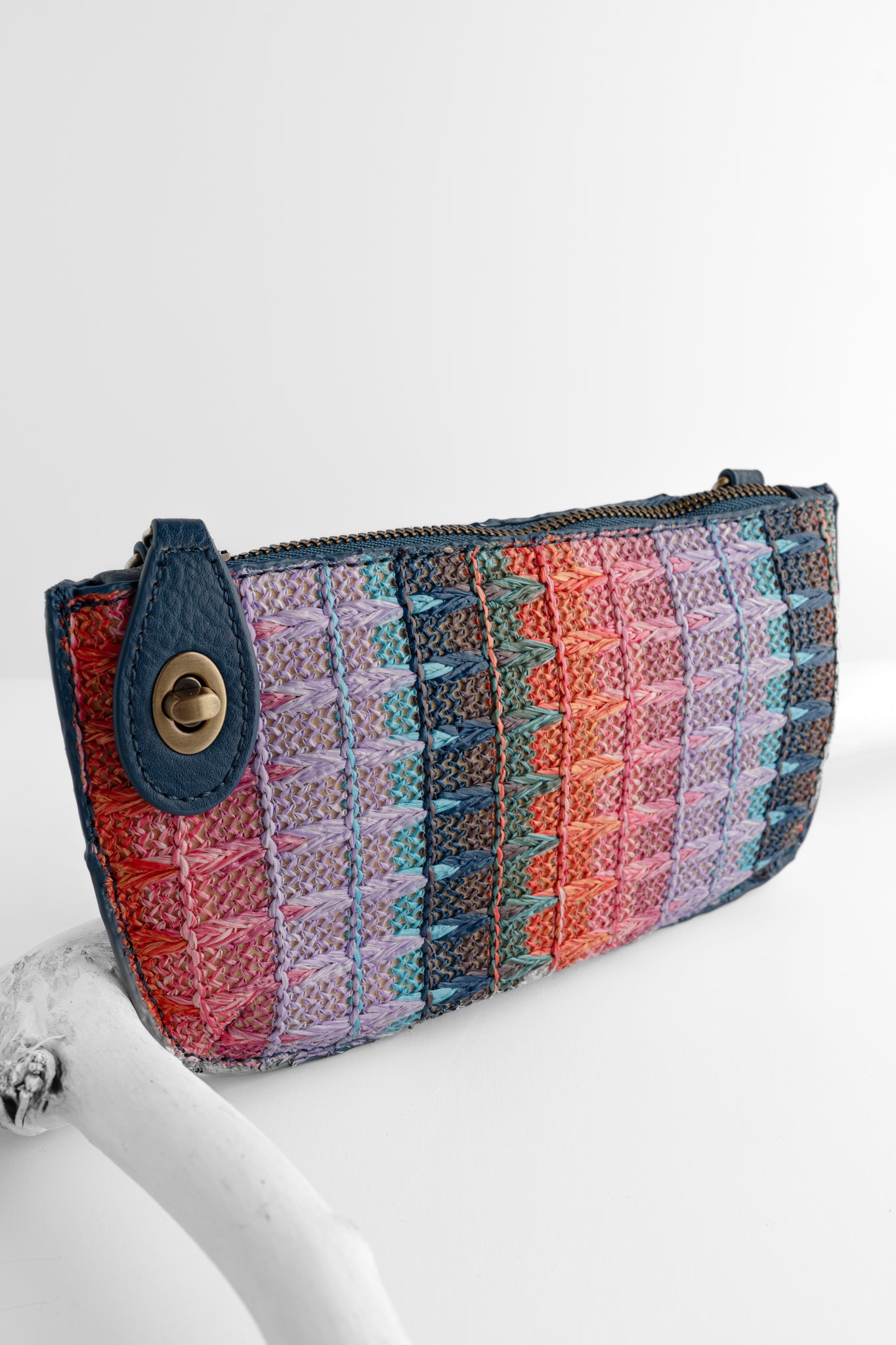 Joy Accessories Straw Mini Wristlet Clutch, Deep 