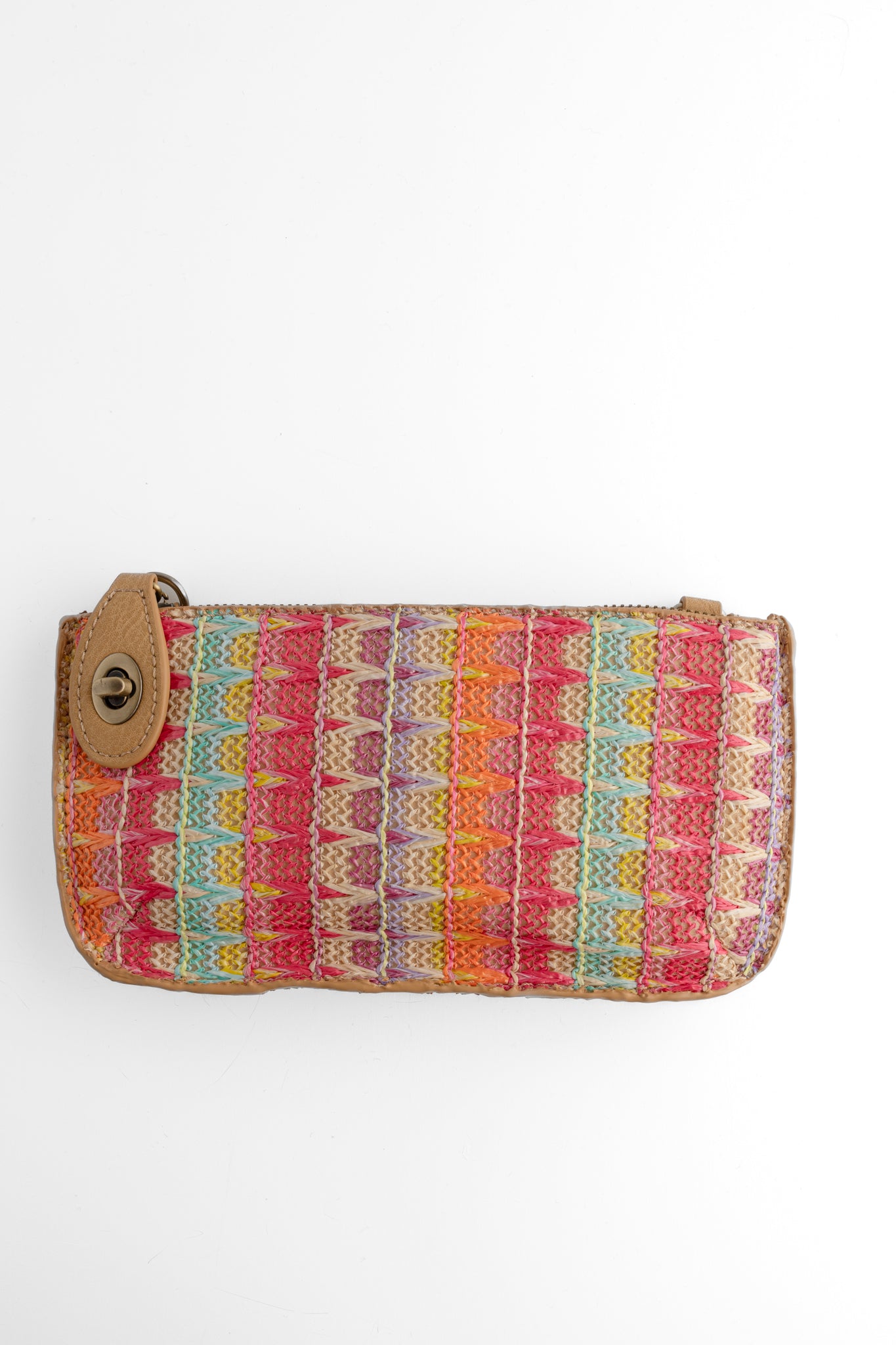 Joy Accessories Straw Mini Wristlet Clutch, Multi 