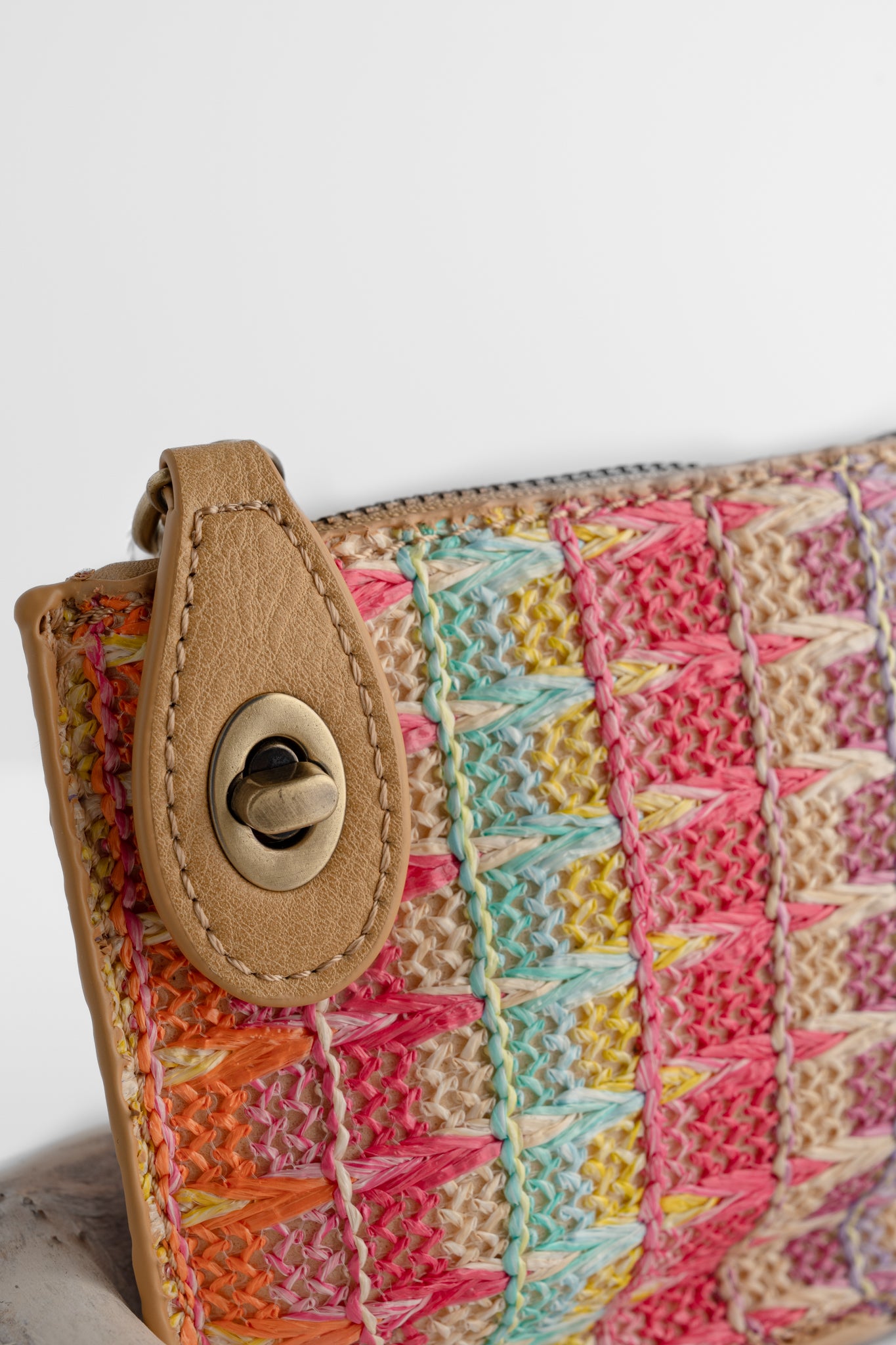 Joy Accessories Straw Mini Wristlet Clutch, Multi 