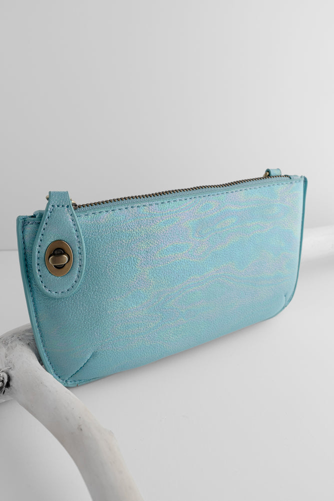 Joy Accessories Mini Wristlet Clutch, Holographic Turquoise 