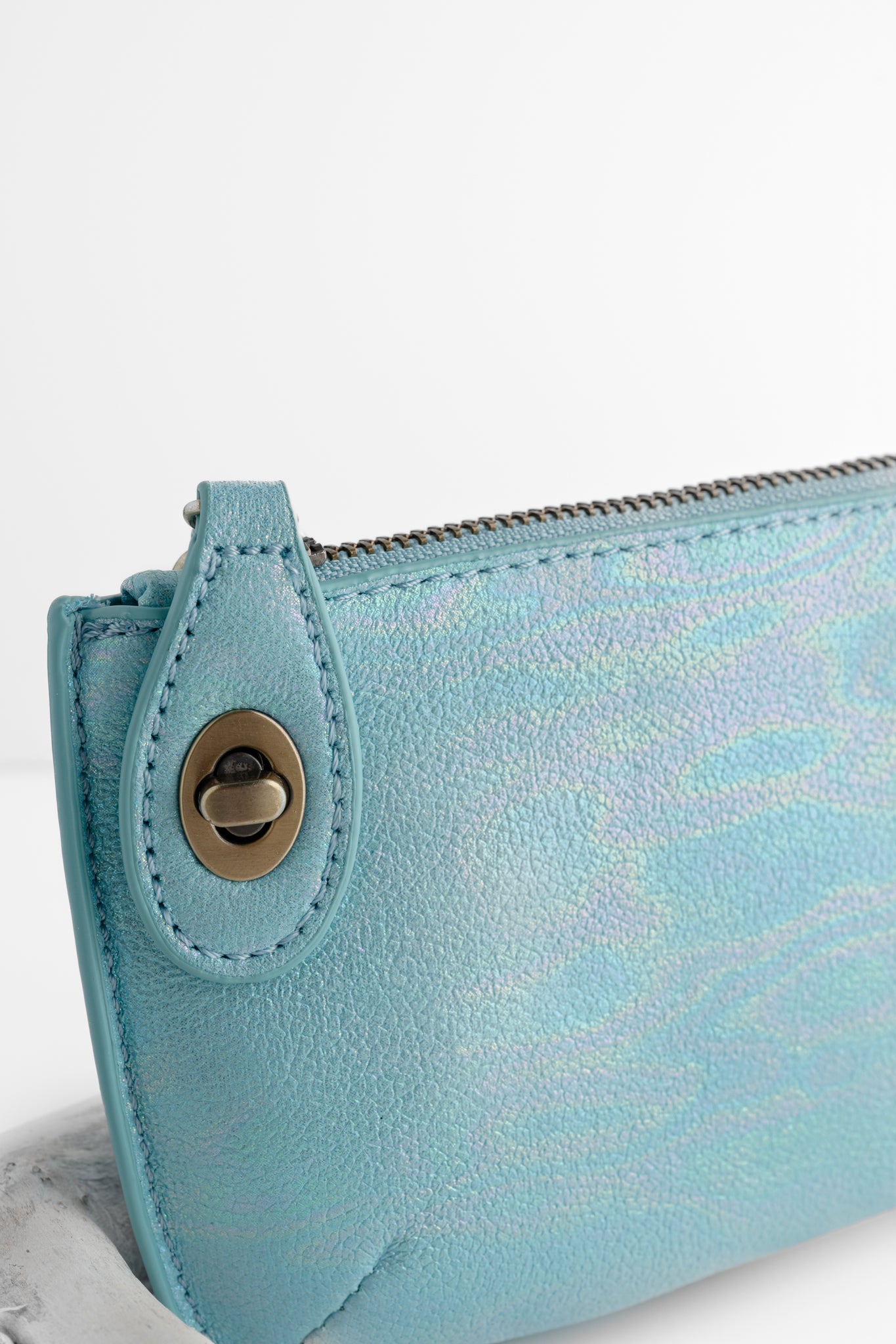 Joy Accessories Mini Wristlet Clutch, Holographic Turquoise 