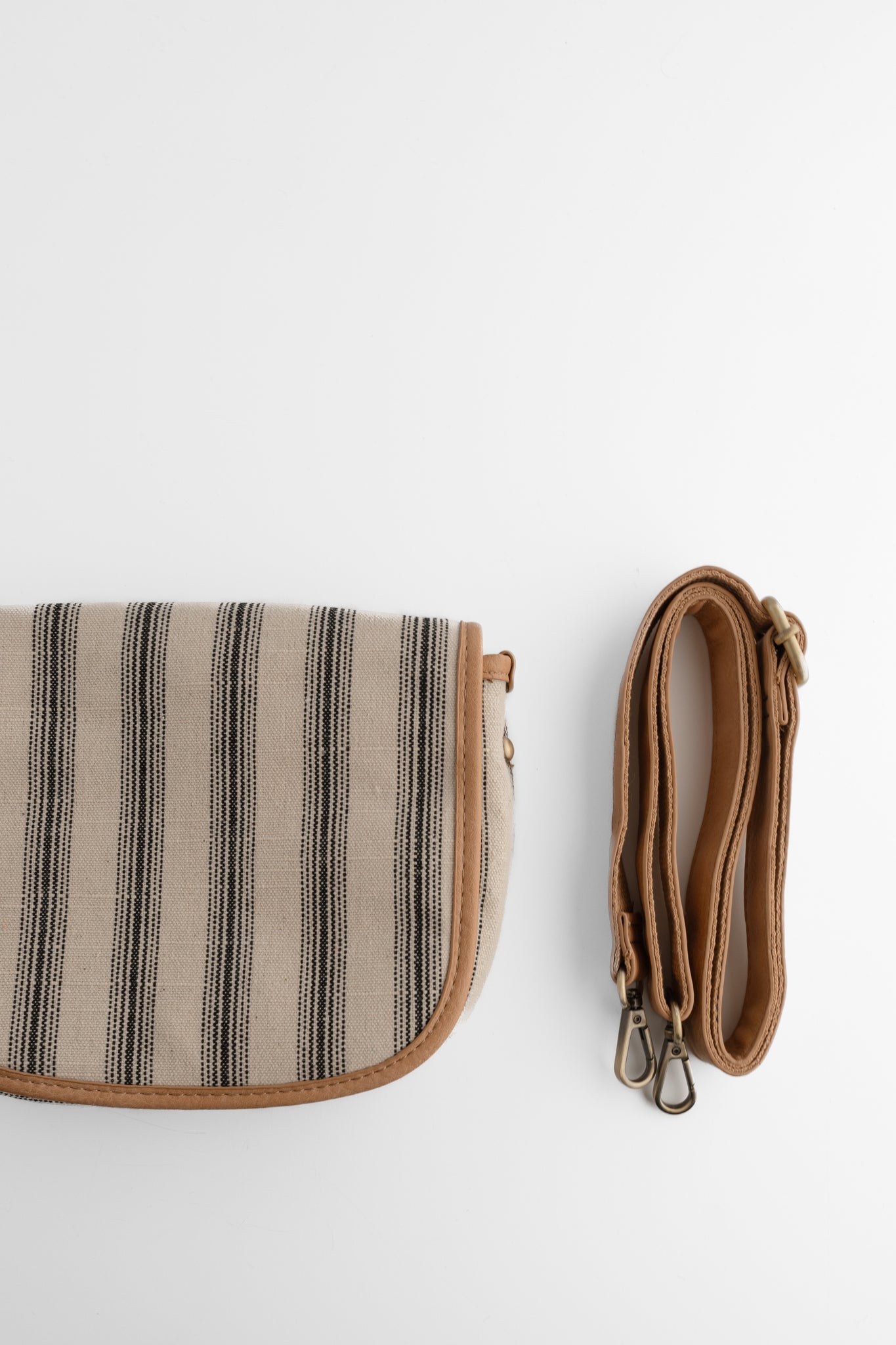 Joy Accessories Canvas Saddle Bag, Black Pencil Stripe 