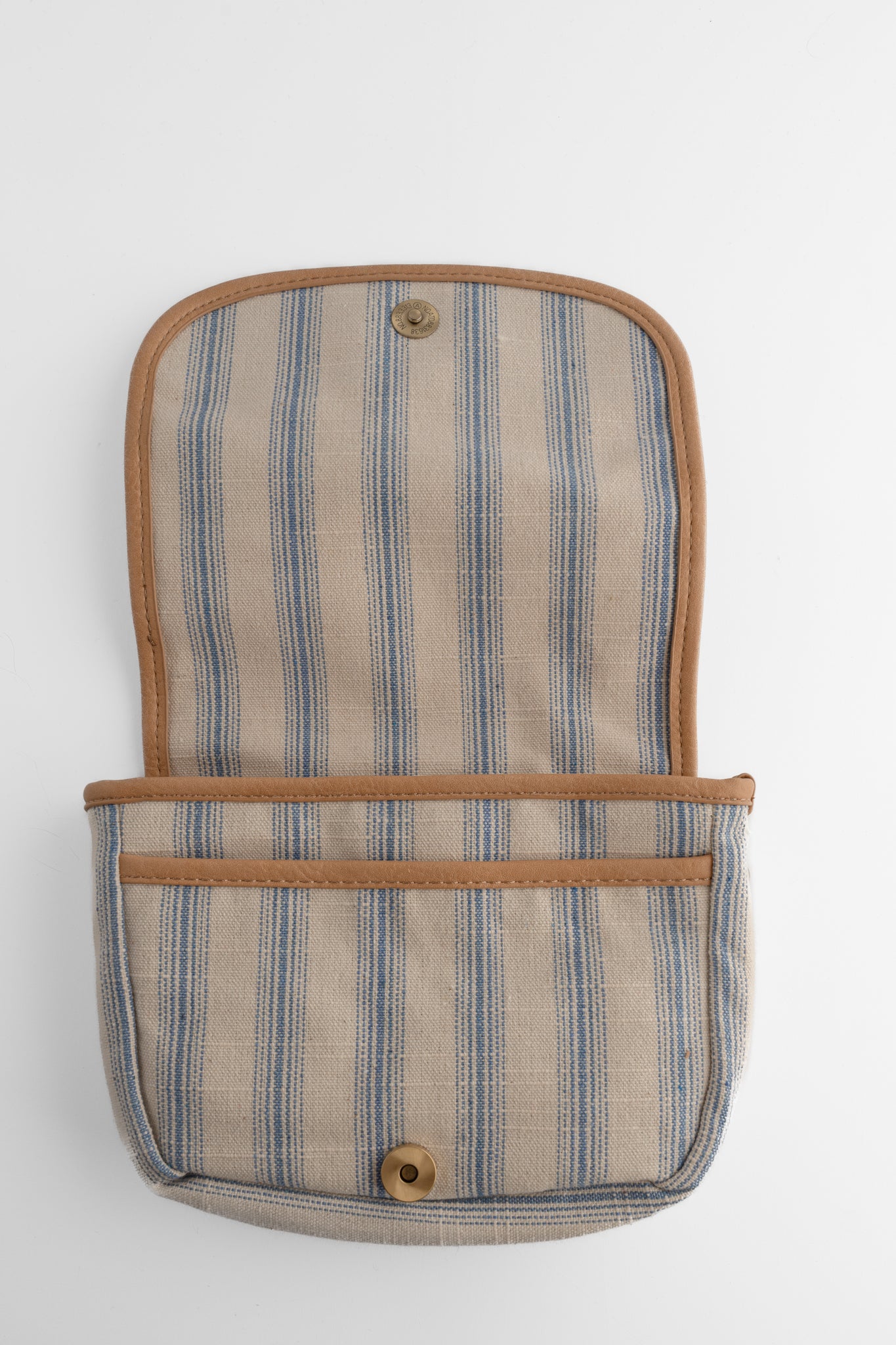 Joy Accessories Canvas Saddle Bag, Blue Pencil Stripe 