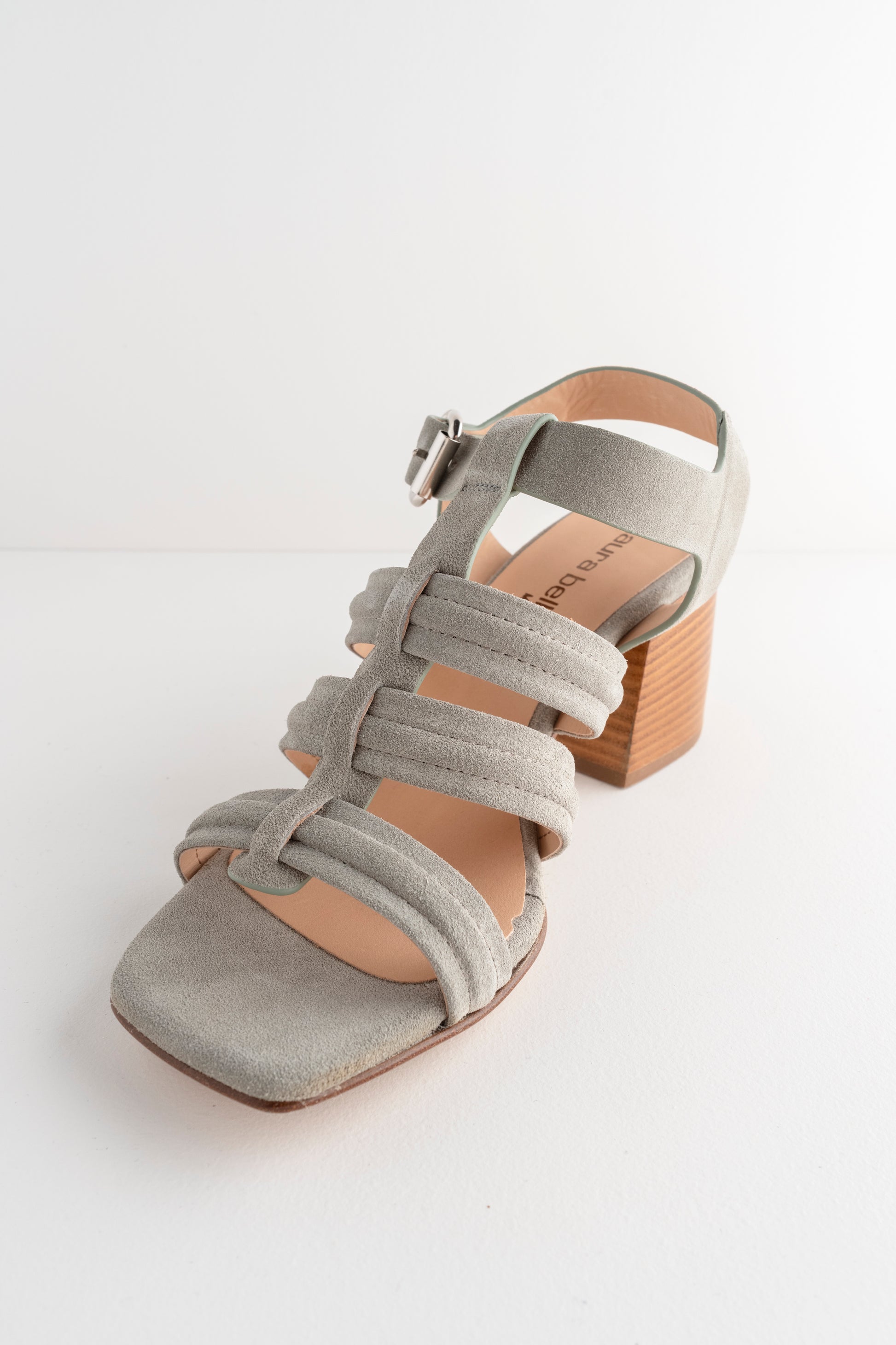 Laura Bellariva Suede Stacked Heel, Haze 