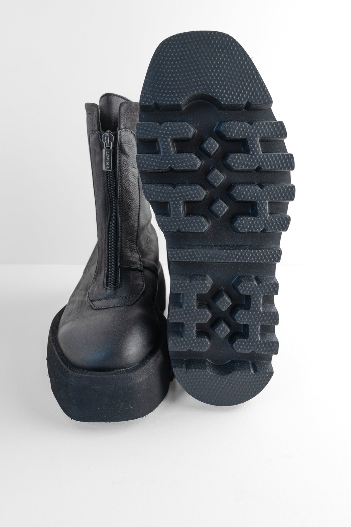 Lofina Almond Toe Short Zip Boot, Black 
