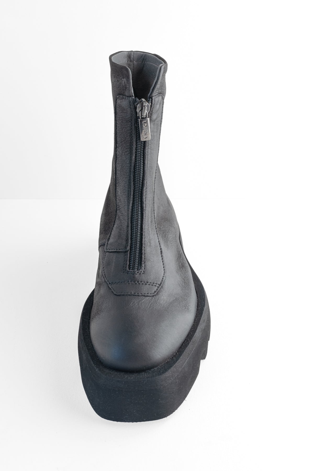 Lofina Almond Toe Short Zip Boot, Black 